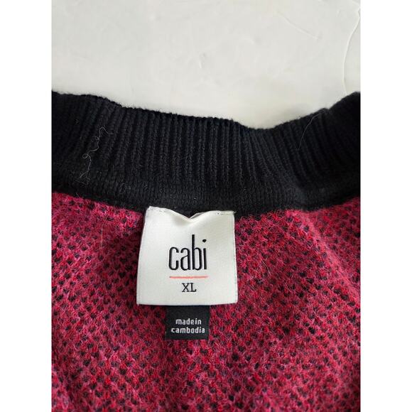 Cabi Rococo Pullover Black Pink Flowers Sweater Womens V Neck XLarge - Picture 2 of 7
